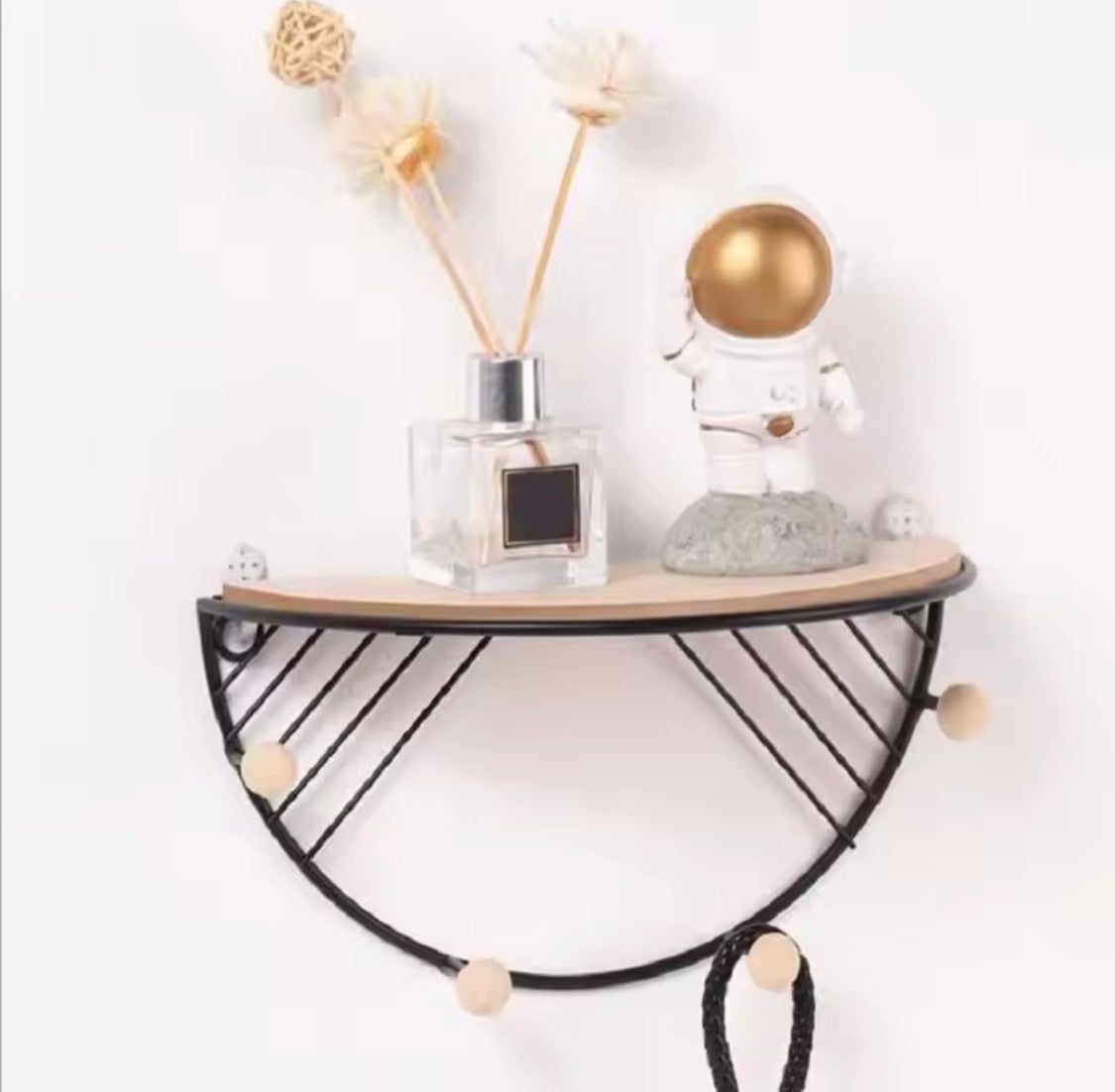D Shape Wall Mounted Storage Shelf, Creative Wall Mounted Rack, Wall Mounted Iron Wood Floating Shelf, Decorative Hanging Display For Ornaments D Shape Wall Mounted Storage Shelf, Creative Wall Mounted Rack, Wall Mounted Iron Wood Floating Shelf, Decorative Hanging Display For Ornaments